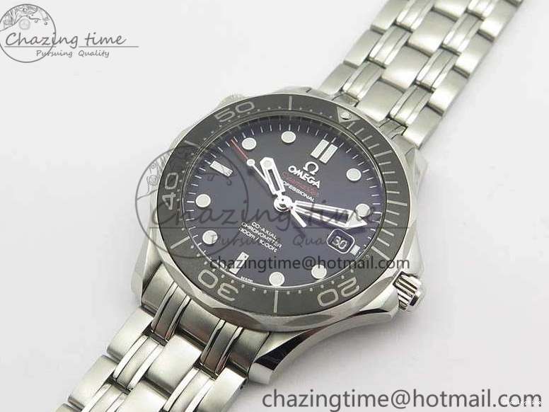 0823 Flexible Seamaster 300M SS OMF 1:1 Best Edition Black Dial Matt Black Ceramic Bezel On SS Bracelet A 8147